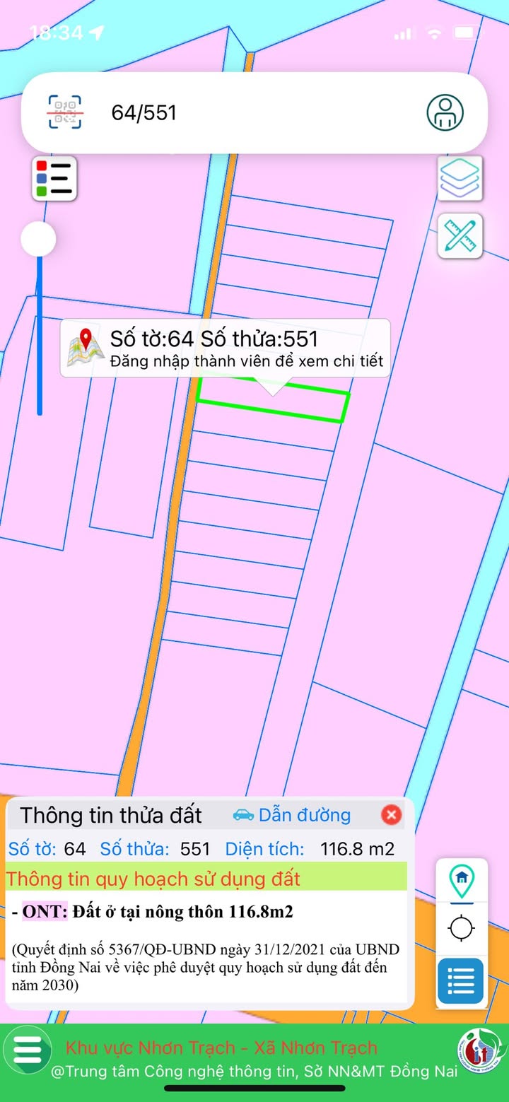 Đất thổ cư 100% tại Phước Thiền, Nhơn Trạch 117m² giá 1.6 tỷ - Đường 2 mặt tiền ô tô