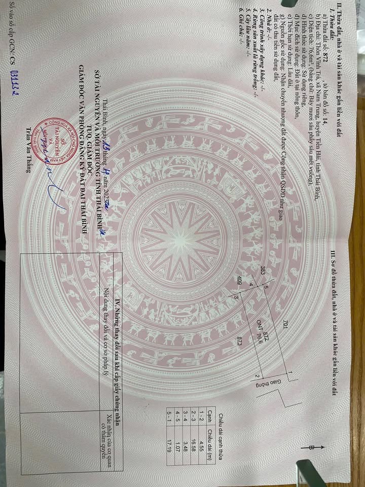 Đất thổ cư 80m² xã Nam Trung, Tiền Hải - Giá chỉ 600 triệu VND!