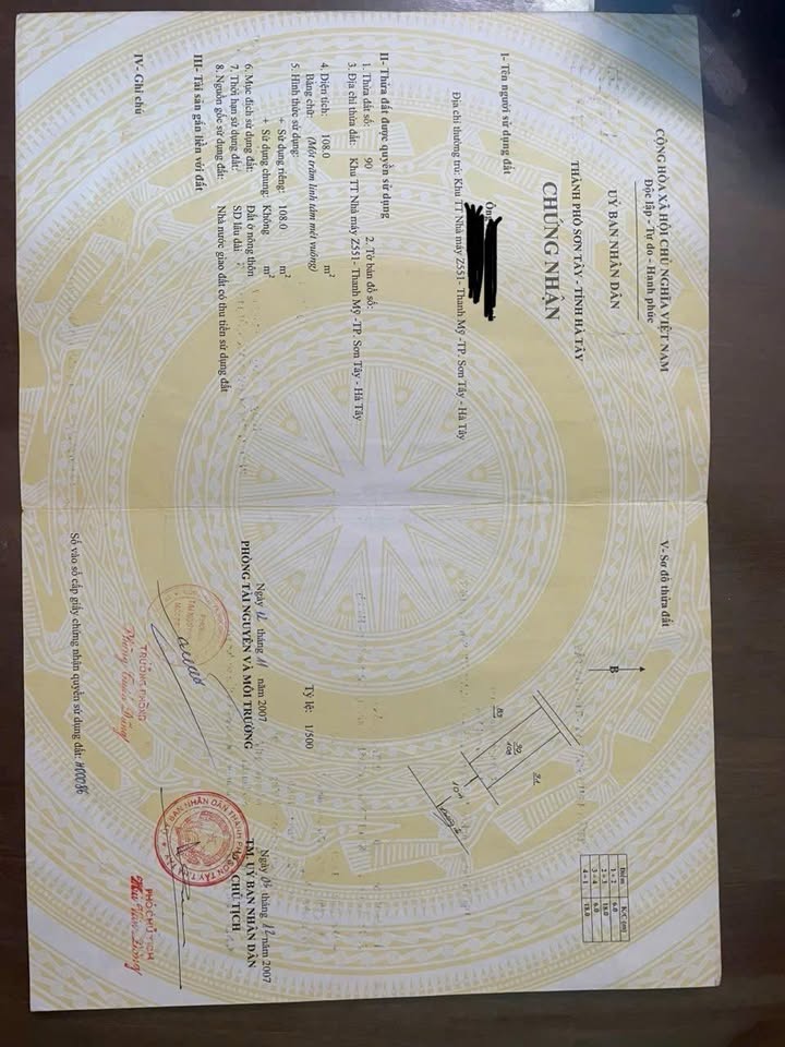 Đất nền 108m² Khu TT nhà máy Z551, Thanh Mỹ, Sơn Tây - Giá chỉ 1 tỷ