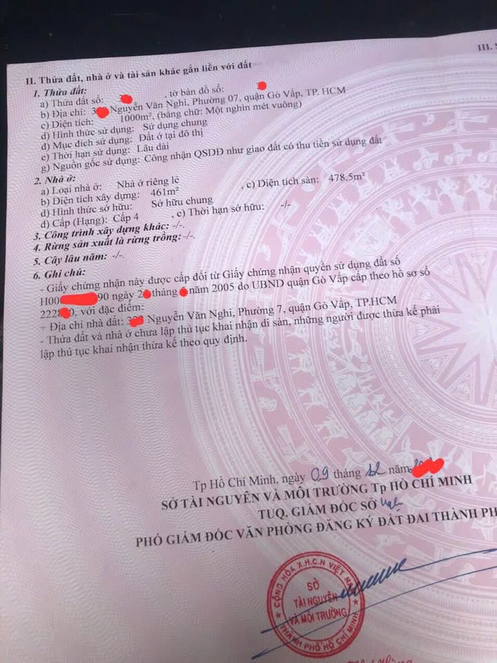 Nhà mặt tiền Nguyễn Văn Nghi, quận Gò Vấp, 1000m² - Cần bán gấp!