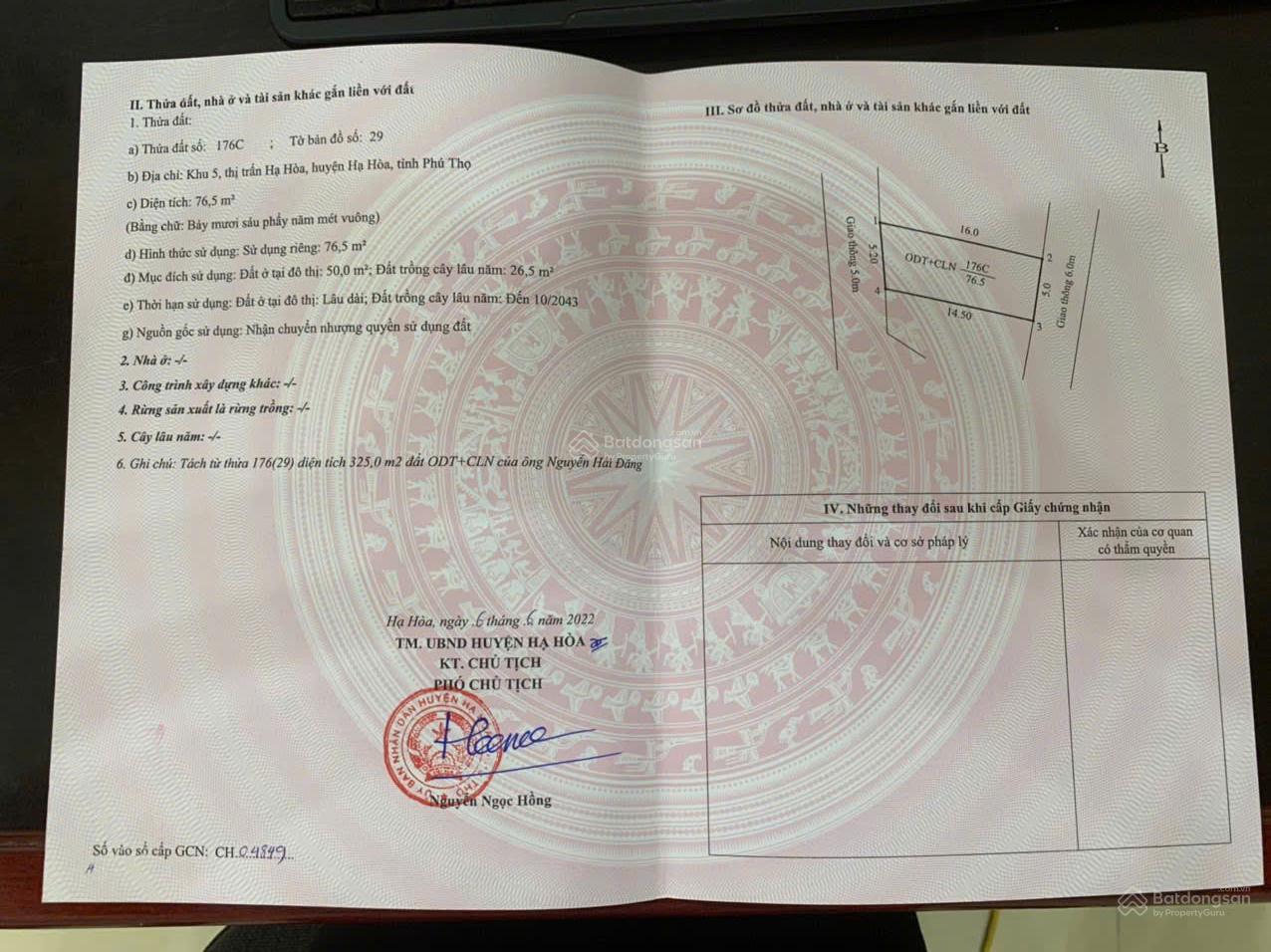 Đất thổ cư 76m² tại Hạ Hòa - Sổ hồng chính chủ, giá chỉ 980 triệu!