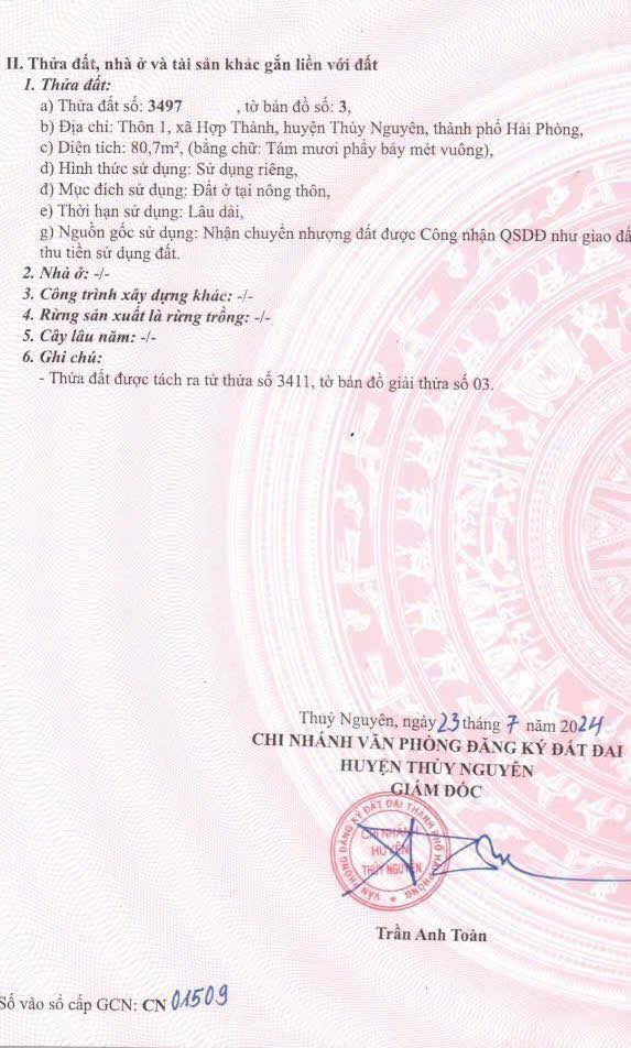 Đất nền lô góc 2 mặt tiền Hợp Thành, Thủy Nguyên, 81m² giá 700 triệu - Cơ hội đầu tư sinh lời!