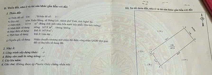 Đất nền Vinh Lộc, TP Vinh 149m² giá 4.47 tỷ - Cơ hội đầu tư tuyệt vời!
