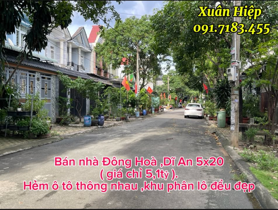 Nhà cấp 4 tại Đường số 3, Đông Hòa, Dĩ An 100m² giá chỉ 5,1 tỷ - Hẻm ô tô thông thoáng!