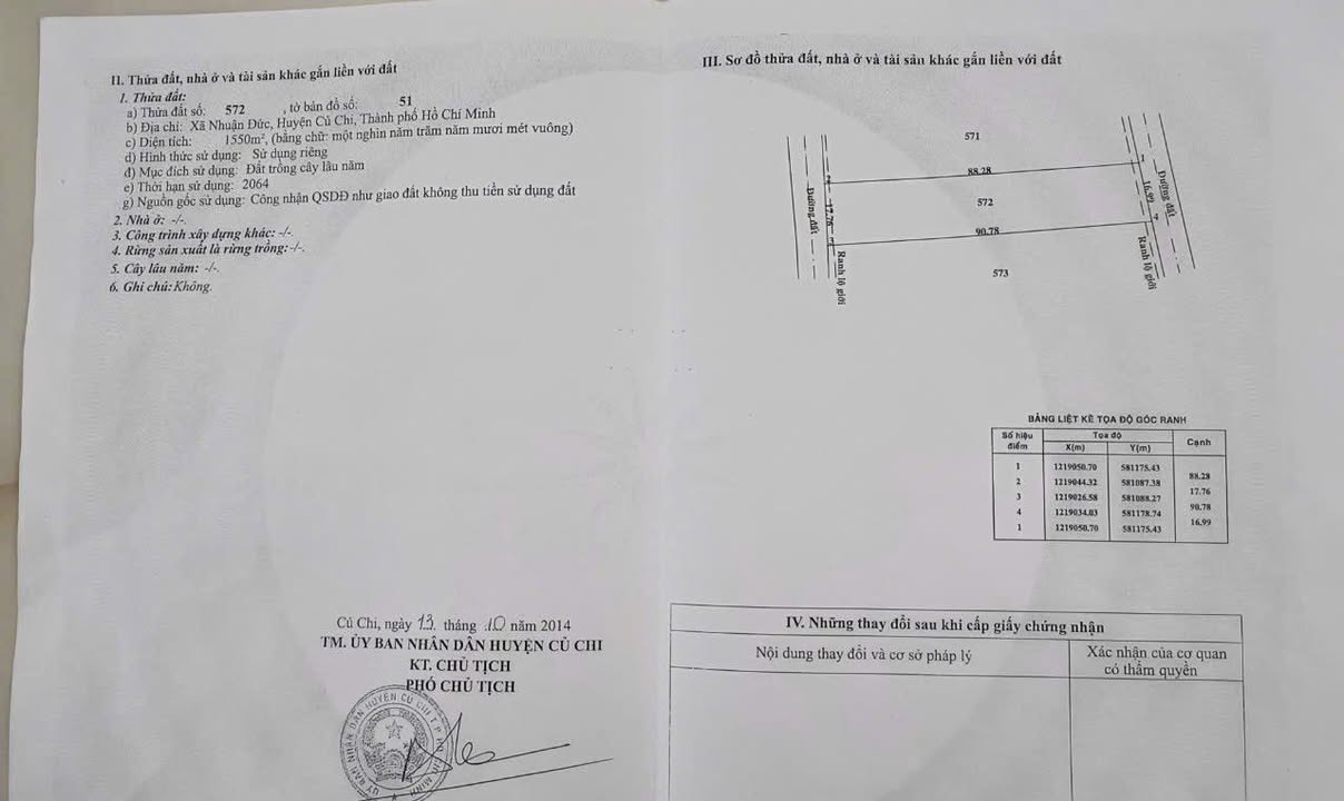 Đất trồng cây lâu năm tại xã Nhuận Đức, huyện Củ Chi 1550m² - Cho thuê dài hạn giá tốt!