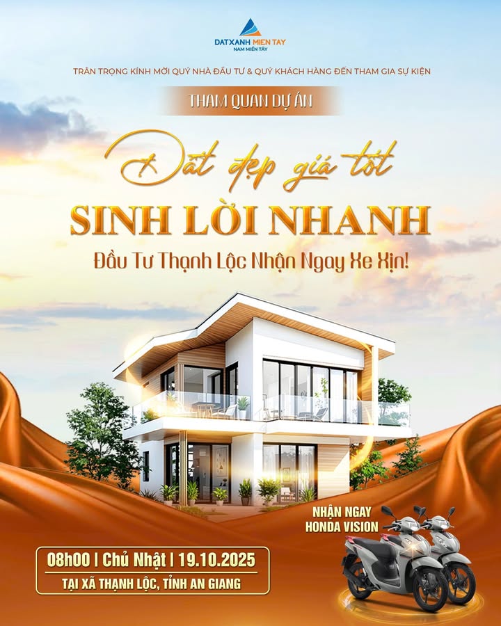 Đất nền Thạnh Lộc, Châu Thành, An Giang 150-200m² - Đầu tư sinh lời nhanh!