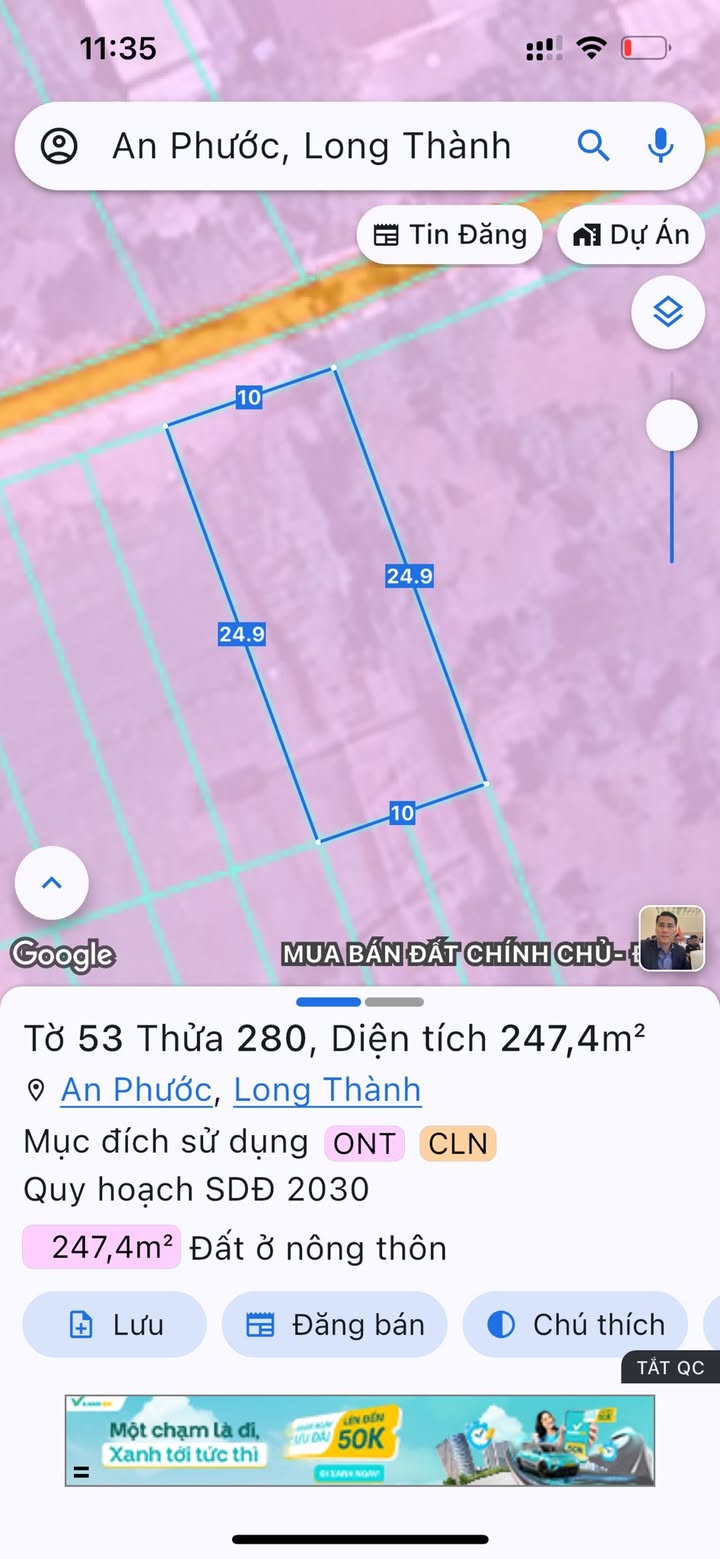 Đất nền 250m² ấp 6 An Phước - Sổ đỏ chính chủ, giá thỏa thuận