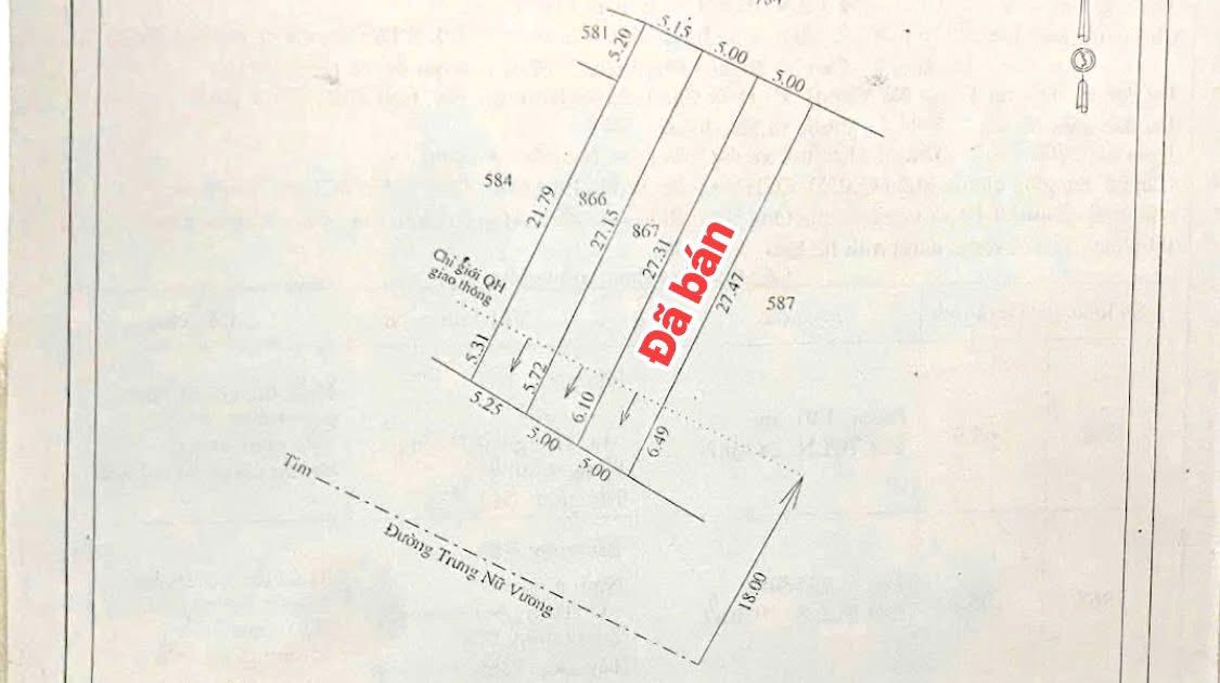 Đất nền liền kề mặt tiền Trưng Nữ Vương 334m² giá 6.5 tỷ - Cơ hội đầu tư sinh lời cao!