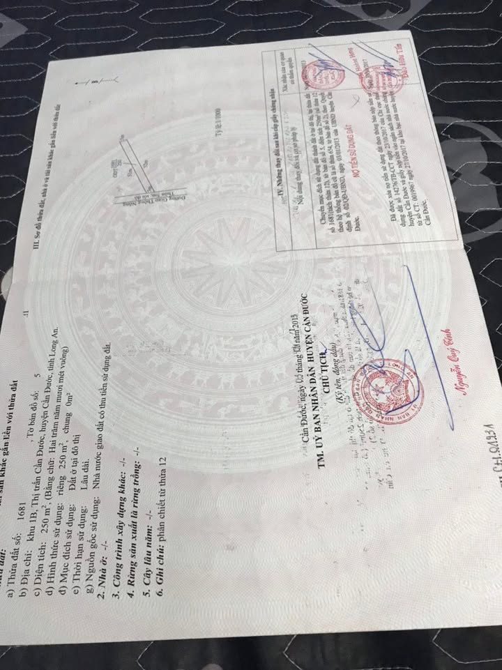 Đất thổ cư Cần Đước 250m² giá 2.75 tỷ - Mặt tiền đường Trương Văn Băng