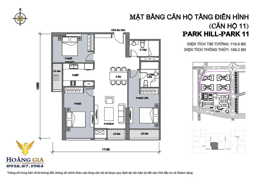 Căn hộ 3 phòng ngủ Times City 118m² - Tầng trung, giá thỏa thuận hấp dẫn!