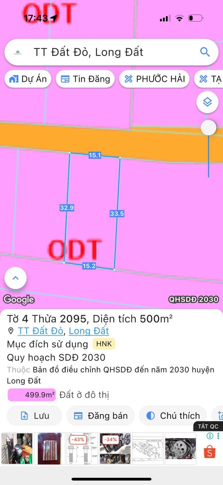 Đất nền Mặt tiền Lê Văn Một Đất Đỏ 500m² giá 2.65 tỷ - Tiện ích đầy đủ gần biển