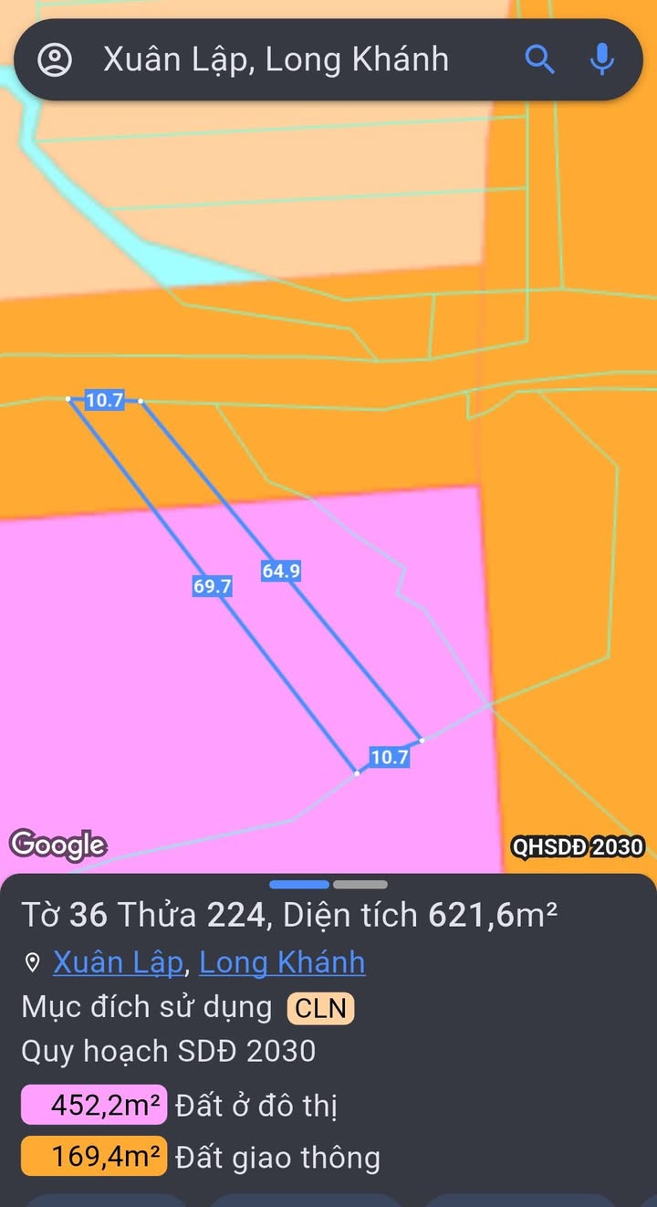 Đất nền mặt tiền nhựa Xuân Lập, Long Khánh 621m² giá 1.35 tỷ - Cơ hội đầu tư hấp dẫn!
