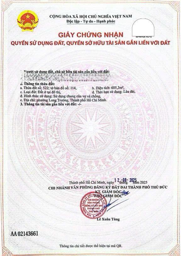 Đất thổ cư 605.3m² - Long Trường, Thủ Đức - Đầu tư sinh lời ngay!