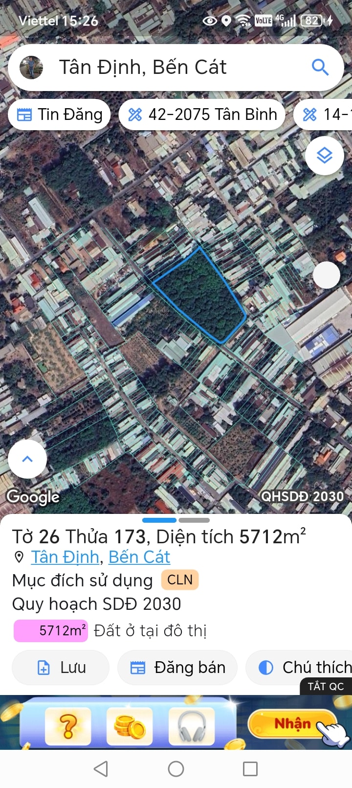 Đất nền Tân Định, Bến Cát 5712m² giá chỉ 8 triệu/m² - Tiềm năng phát triển mạnh mẽ!