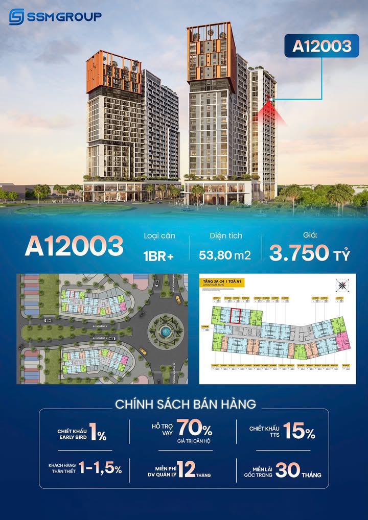 Căn hộ A12003 Capital Square Đà Nẵng 53,8m² giá 3,75 tỷ - View sông Hàn tuyệt đẹp!