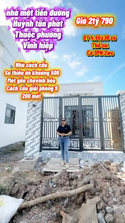 Nhà trệt đẹp 135m² mặt tiền đường Huỳnh Tấn Phát, Rạch Giá - Giá 2.79 tỷ thương lượng!