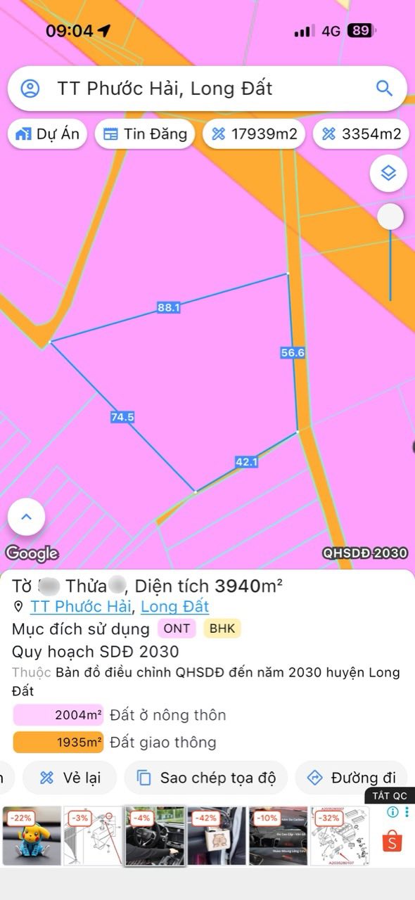 Đất farm 3940m² mặt tiền đá mi, thị trấn Phước Hải - Cách biển 3km, đầu tư sinh lời!