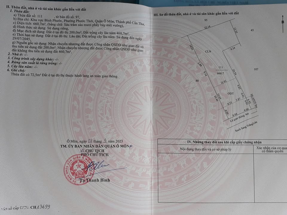 Đất nền hỗn hợp 660,7m² Phường Phước Thới, Ô Môn - Giá chỉ 3,4 tỷ!