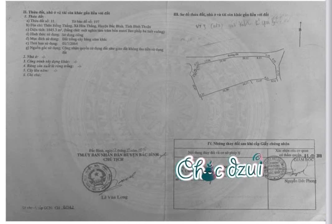 Đất nền Hòa Thắng Bắc Bình 1845m² - Cơ hội đầu tư hấp dẫn!