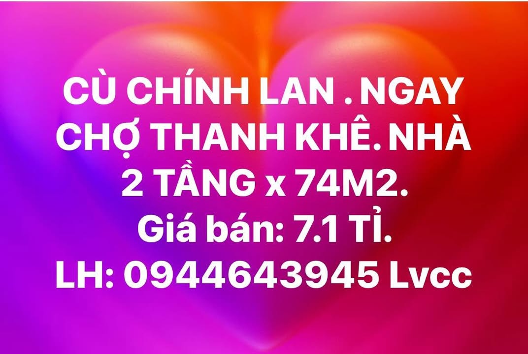 Nhà 2 tầng đường Cù Chính Lan 74m² giá 7.1 tỷ - Vị trí đắc địa ngay chợ Thanh Khê!