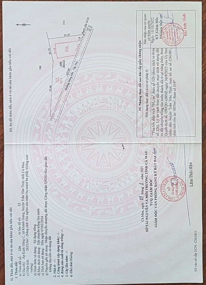 Lô đất mặt tiền Sông Đốc Trần Văn Thời 2640m² giá 3.8 tỷ - Cơ hội đầu tư hiếm có!