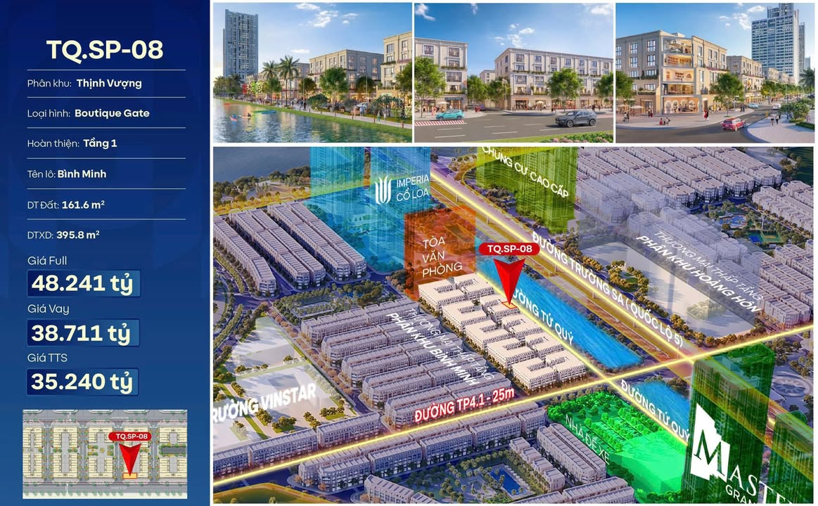 Shophouse Boutique Gate Hoài Đức 163m² giá 33.851 tỷ - Đối diện hồ điều hòa