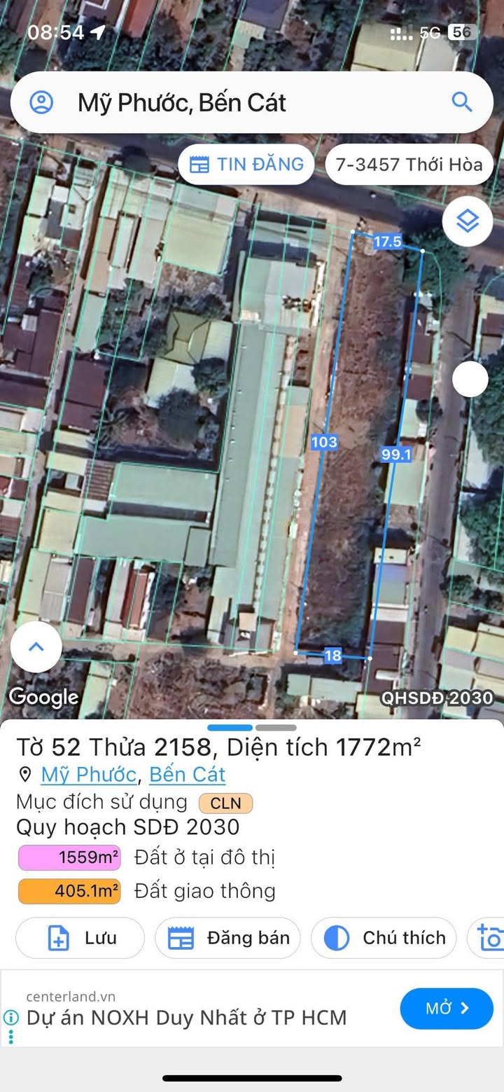 Đất nền mặt tiền đường 7B, Mỹ Phước, Bến Cát 1772m² giá 13 tỷ - Đầu tư sinh lời ngay!