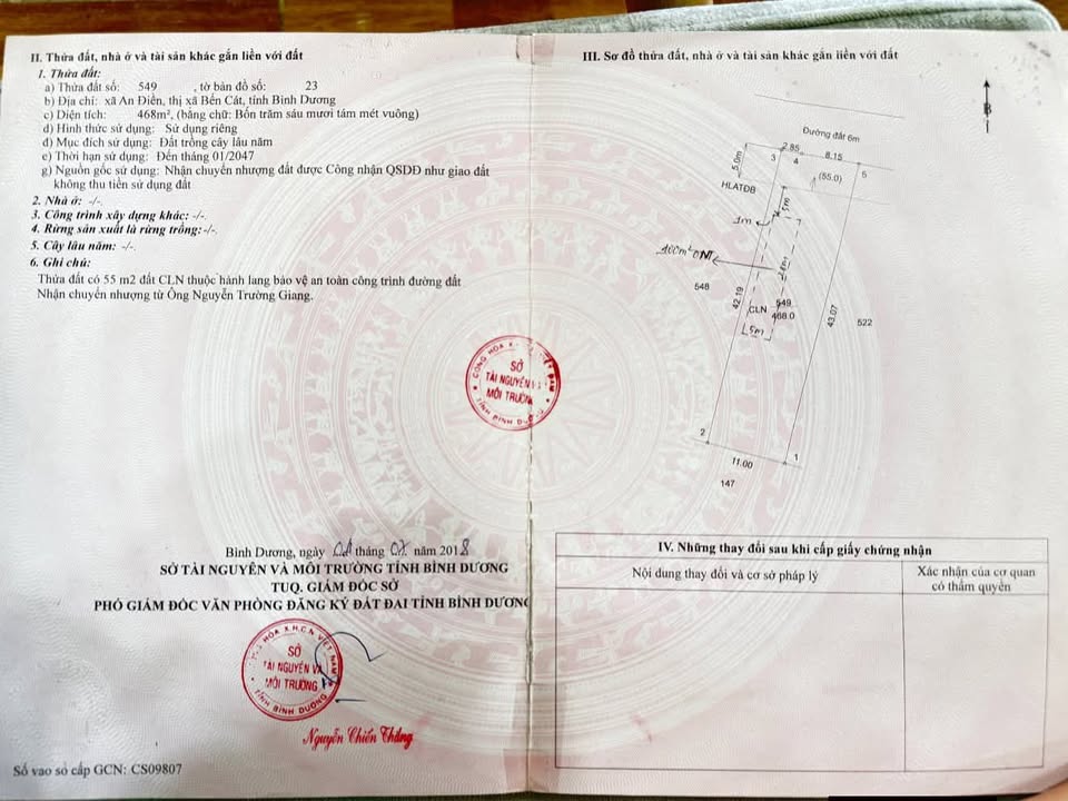 Đất nền An Điền Bến Cát 468m² giá 2.25 tỷ - Sổ hồng chính chủ!