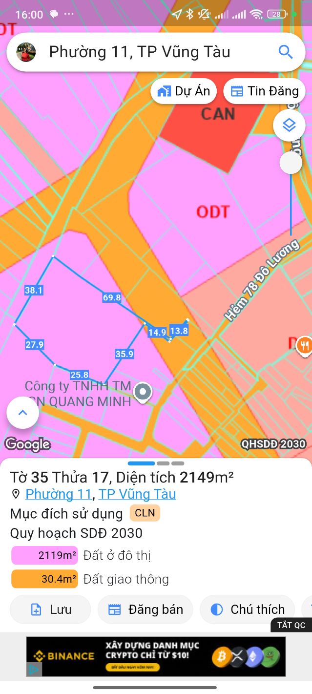 Đất Hẻm 78 Đô Lương, Phường 11, Vũng Tàu 82.3m² giá 1.3 tỷ - Khu dân cư sầm uất!