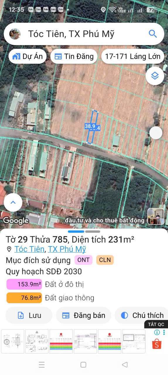 Đất thổ cư 2340m² tại Ấp 6 Tóc Tiên, Phú Mỹ - Giá chỉ 1 tỷ VND!