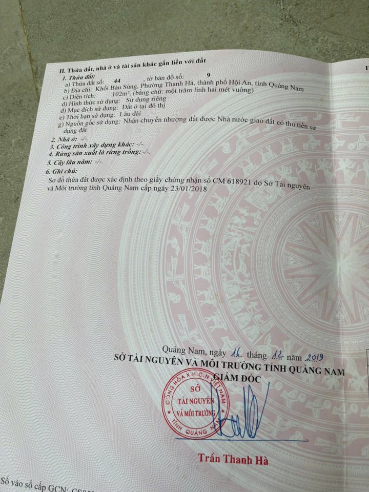 Đất chính chủ phường Thanh Hà, Hội An 102m² giá 2 tỷ - Vị trí đắc địa cho đầu tư!