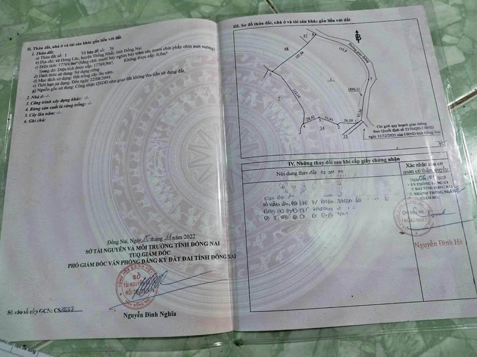 Đất nền Hưng Lộc, Thống Nhất, Đồng Nai 17770m² - Mặt tiền đường rộng 220m, giá chỉ 12.439 tỷ!