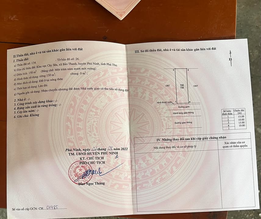 Đất thổ cư 150m² tại Bảo Thanh, Phù Ninh - Vị trí đẹp, giá 2 tỷ!