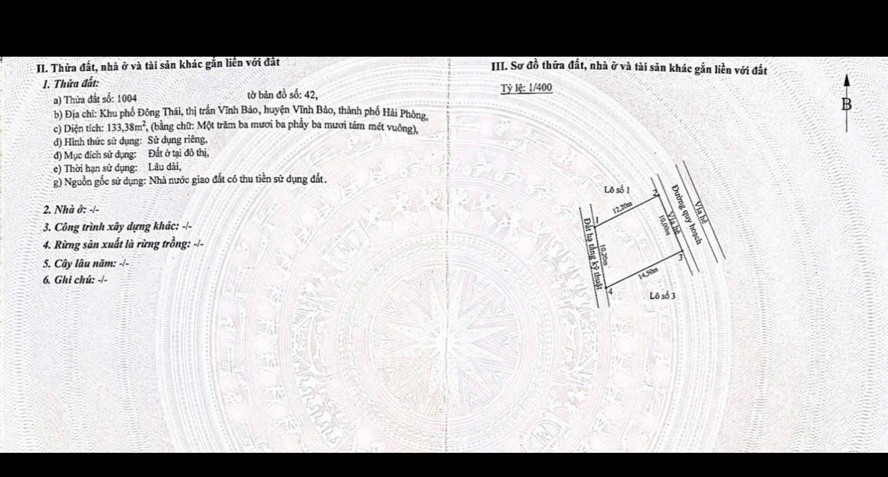 Đất nền phố Đông Thái Vĩnh Bảo 133m² - Cơ hội đầu tư tuyệt vời!