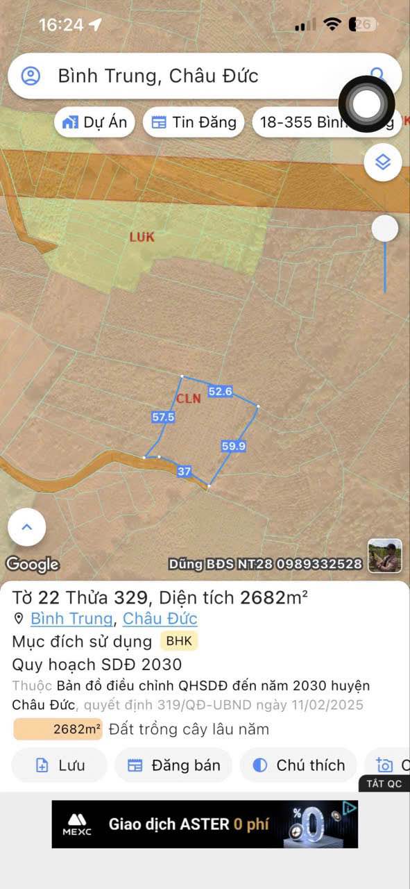 Đất nền Bình Trung 2700m² giá 1.4 tỷ - Cần bán gấp chính chủ!