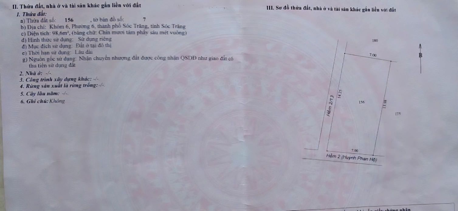 Đất nền góc 2 mặt tiền Hẻm 2 Huỳnh Phan Hộ 99m² giá 1.3 tỷ - Vị trí trung tâm thuận lợi!