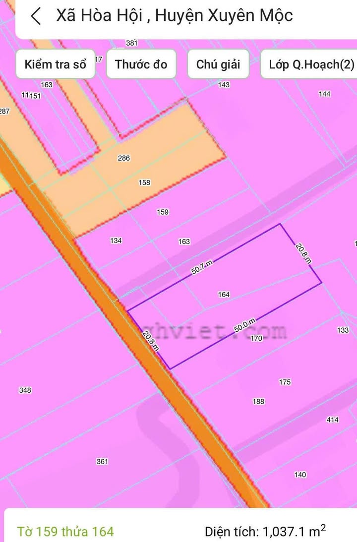 Đất Hòa Hội Xuyên Mộc 1.031m² giá 2.4 tỷ - Đường nhựa, khu dân cư đông đúc!