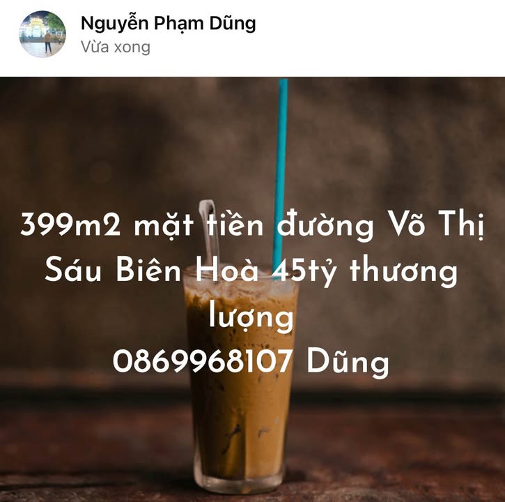 Đất mặt tiền đường Võ Thị Sáu Biên Hoà 399m² giá 45 tỷ - Thương lượng ngay!