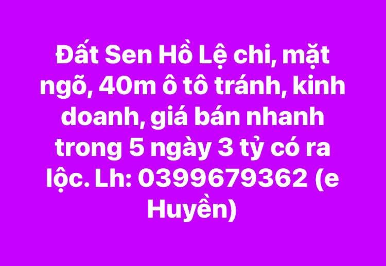 Đất nền Lệ Chi Gia Lâm 40m² giá chỉ 2 tỷ - Cơ hội đầu tư tuyệt vời!