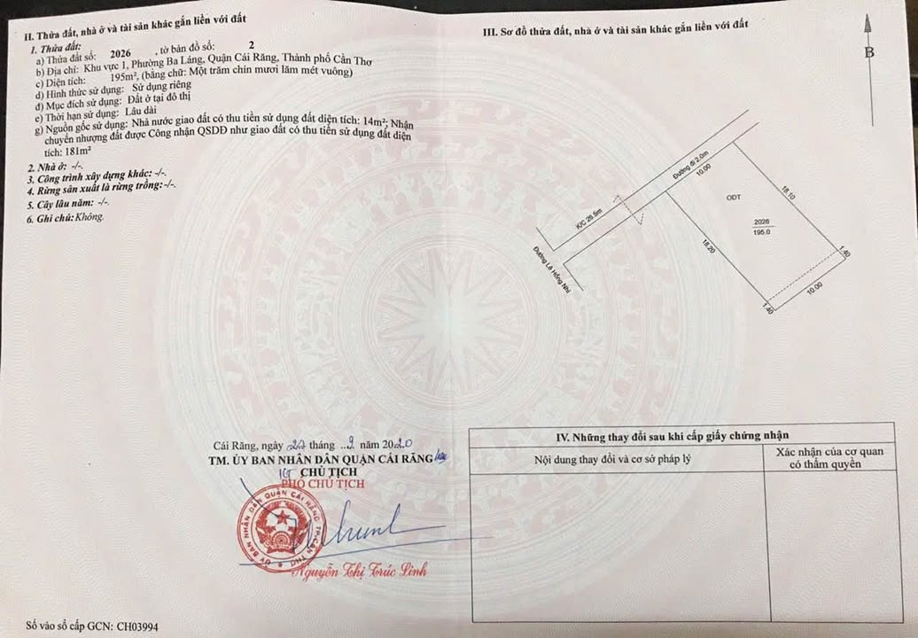 Đất nền Cái Răng 195m² giá 2.38 tỷ - Đầu tư sinh lời ngay!