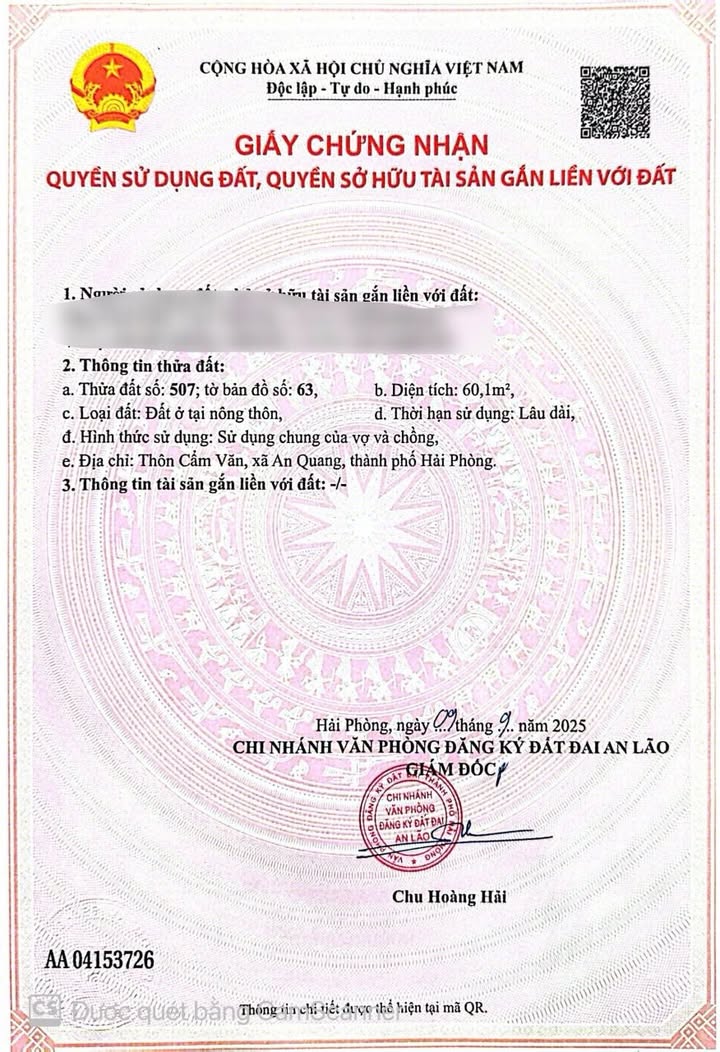 Đất nền An Quang, An Lão, Hải Phòng 61m² giá chỉ 700 triệu - Gần mọi tiện ích!