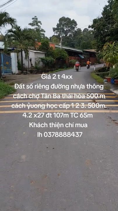 Đất nền chính chủ Thái Hòa 107m² giá 2.4 tỷ - Đường nhựa thông rộng rãi!