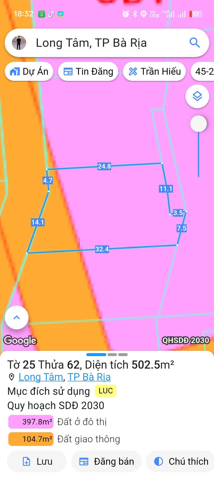 Lô Biệt Thự Phường Long Tâm TP Bà Rịa 502m² giá 3.5 tỷ - Gần chợ Long Điền!