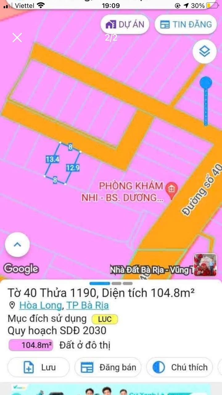 Đất nền Bà Rịa 1040m² giá 1.67 tỷ - Cơ hội đầu tư hấp dẫn!