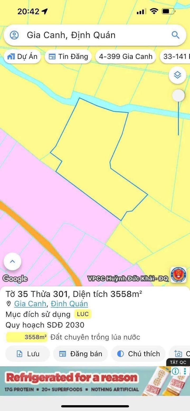 Đất lúa 3 sào 5 tại xã Gia Canh, Định Quán - Giá chỉ 300 triệu, công chứng ngay!