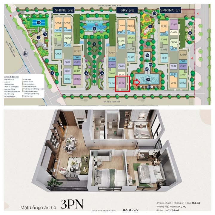 Căn hộ 3 phòng ngủ tại Victoria Tây Mỗ 84m² giá 2 tỷ - Cơ hội sở hữu tuyệt vời!