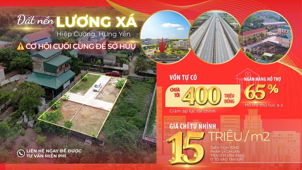 Đất nền Hiệp Cường, Kim Động 70m² giá 1.05 tỷ - Sổ đỏ riêng từng lô!