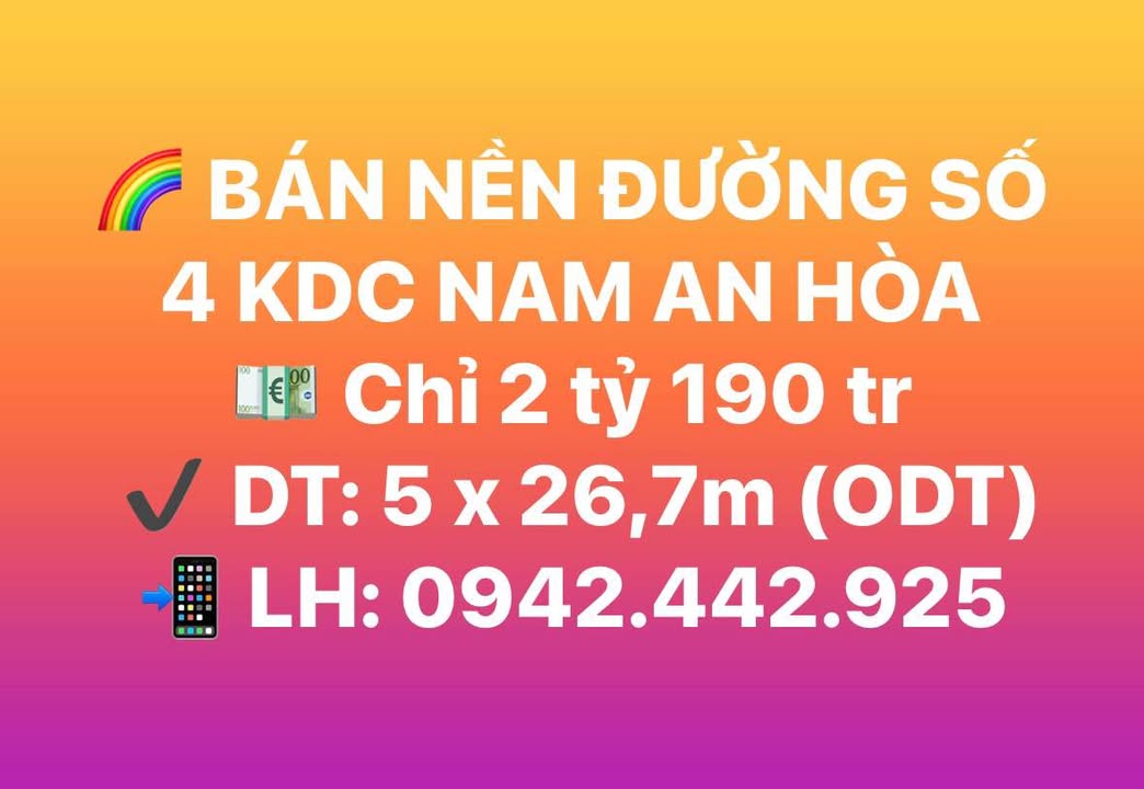 Bán đất nền đường số 4 KDC Nam An Hòa Rạch Giá 133.5m² giá 2.19 tỷ - Cơ hội đầu tư hấp dẫn!