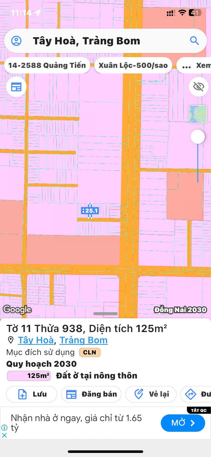 Đất nền Tây Hoà Trảng Bom 125m² giá 750 triệu - Cơ hội đầu tư tuyệt vời!