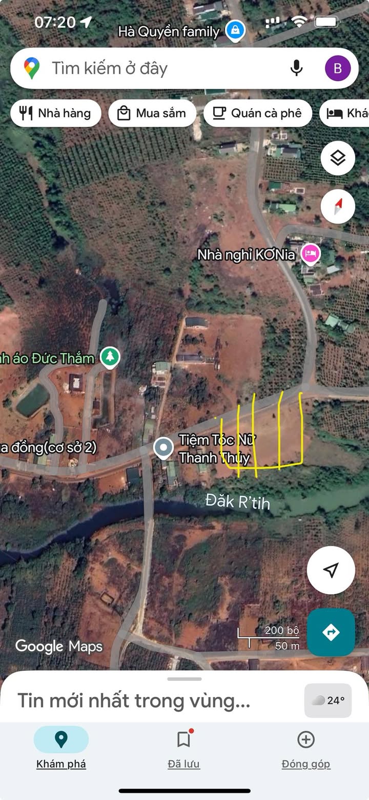 Đất thổ cư 100m² xã Nhân Cơ 840m² giá 1.92 tỷ - Đường nhựa ôm suối lớn!